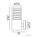 Lampa elewacyjna 1x E27 - JOY 91063L - rysunek techniczny