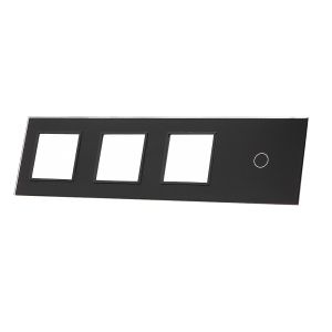 Szklany panel dotykowy poczwórny czarny - 1-sekcyjny + 3 gniazda - 701GGG-62 - LIVOLO
