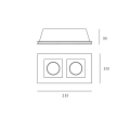 Sufitowa oprawa gipsowa podtynkowa podwójna - kwadratowa - 2xGU10 - rysunek techniczny