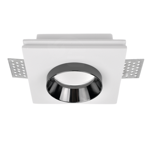 Sufitowa oprawa gipsowa podtynkowa z pierścieniem - kwadratowa - 1xGU10