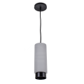 Lampa gipsowa wisząca szara z czarnym zdobieniem - okrągła - 1xGU10