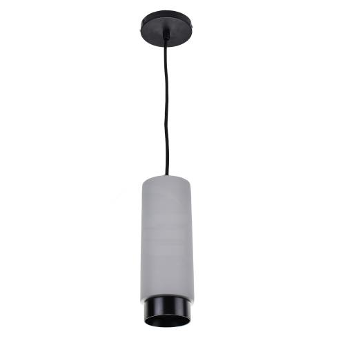Lampa gipsowa wisząca szara z czarnym zdobieniem - okrągła - 1xGU10