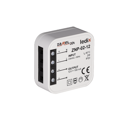 Zasilacz napięciowy do puszki 12V 0,165A 2W - Zamel - ZNP-02-12