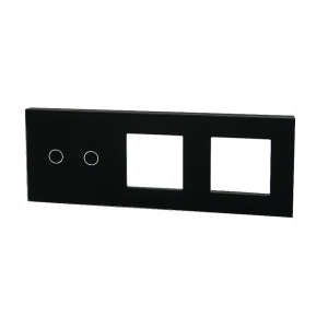 Szklany panel dotykowy potrójny czarny - 2-sekcyjny + 2 gniazda - TM702728728B - TOUCHME