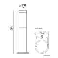 Lampa ogrodowa stojąca 1x E27 45cm - INOX ST 022-450 BL - rysunek techniczny