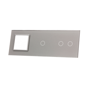 Szklany panel dotykowy potrójny srebrny - 3-sekcyjny + 1 gniazdo - 7021G-64 - LIVOLO