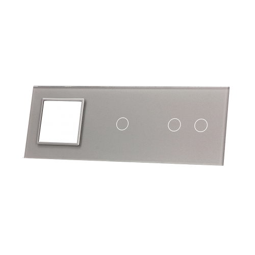 Szklany panel dotykowy potrójny srebrny - 3-sekcyjny + 1 gniazdo - 7021G-64 - LIVOLO