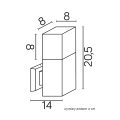 Lampa elewacyjna 1x E27 - CUBE CB-K DG - rysunek techniczny