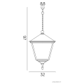 Lampa ogrodowa wisząca 1x E27 - RETRO KWADRATOWE K 1018/1/BD KW - rysunek techniczny