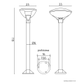 Lampa ogrodowa stojąca 1x E27 119cm - TEO 2  - rysunek techniczny