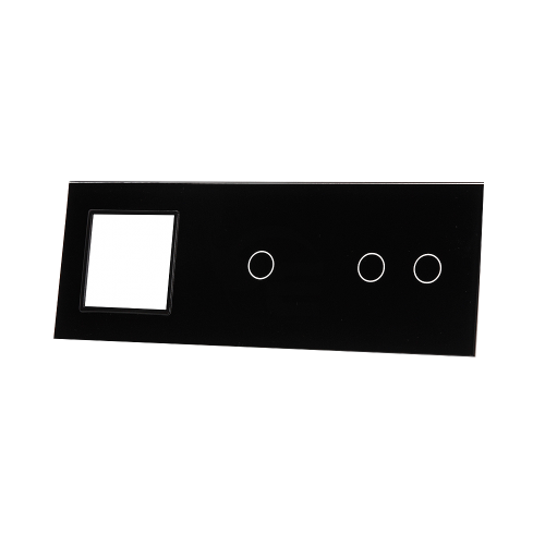 Szklany panel dotykowy potrójny czarny - 3-sekcyjny + 1 gniazdo - 7021G-62 - LIVOLO