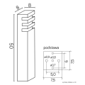 Lampa ogrodowa stojąca 1x E27 50cm - RADO 2 BL - rysunek techniczny