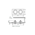 Sufitowa oprawa podwójna SEIDY CT-DTL250-AL - ruchoma - aluminium - rysunek techniczny