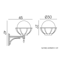 Lampa elewacyjna 1x E27 - KULE Z KOSZYKIEM 250 K 3012/1/KPO 250 U - rysunek techniczny