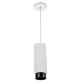 Lampa gipsowa wisząca biała z czarnym zdobieniem - okrągła - 1xGU10