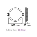 Oprawa sufitowa downlight LED 24W satyna-nikiel - VT-2407SN - Rysunek techniczny