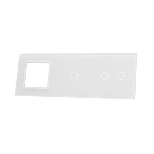 Szklany panel dotykowy potrójny biały - 3-sekcyjny + 1 gniazdo - 7021G-61 - LIVOLO