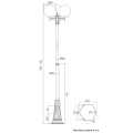 Lampa ogrodowa - parkowa stojąca regulowana 3x E27 - KULE CLASSIC OGMWN 3 300 - rysunek techniczny