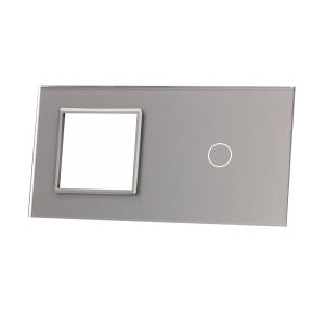 Szklany panel dotykowy podwójny srebrny - 1-sekcyjny + 1 gniazdo - 701G-64 - LIVOLO