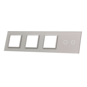 Szklany panel dotykowy poczwórny srebrny - 2-sekcyjny + 3 gniazda - 702GGG-64 - LIVOLO