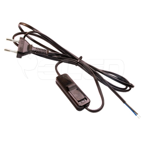 Przewód przyłączeniowy z włącznikiem kołyskowym - brązowy - 1.9 mb - 250V AC