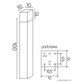 Lampa ogrodowa stojąca 1x E27 100cm - CUBE MAX CB-MAX 1000 AL - rysunek techniczny