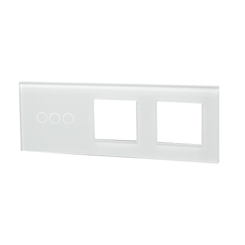 Szklany panel dotykowy potrójny biały - 3-sekcyjny + 2 gniazda - TM703728728W - TOUCHME