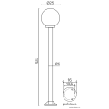 Lampa ogrodowa stojąca 1x E27 175cm - KULE K 5002/1/K 250 - rysunek techniczny