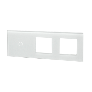 Szklany panel dotykowy potrójny biały - 1-sekcyjny + 2 gniazda - TM701728728W - TOUCHME