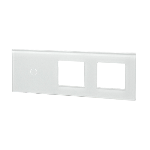 Szklany panel dotykowy potrójny biały - 1-sekcyjny + 2 gniazda - TM701728728W - TOUCHME
