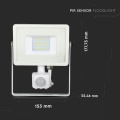 Naświetlacz LED z czujnikiem ruchu 20W 80lm/W biały - VT-20-S-W