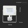 Naświetlacz LED z czujnikiem ruchu 30W 80lm/W biały - VT-30-S-W