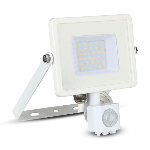 Naświetlacz LED z czujnikiem ruchu 30W 80lm/W biały - VT-30-S-W