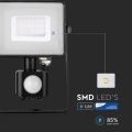 Naświetlacz LED z czujnikiem ruchu 30W 80lm/W czary - VT-30-S-B
