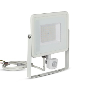 Naświetlacz LED z czujnikiem ruchu 50W 80lm/W biały - VT-50-S-W