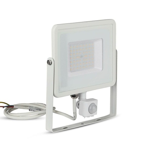 Naświetlacz LED z czujnikiem ruchu 50W 80lm/W biały - VT-50-S-W