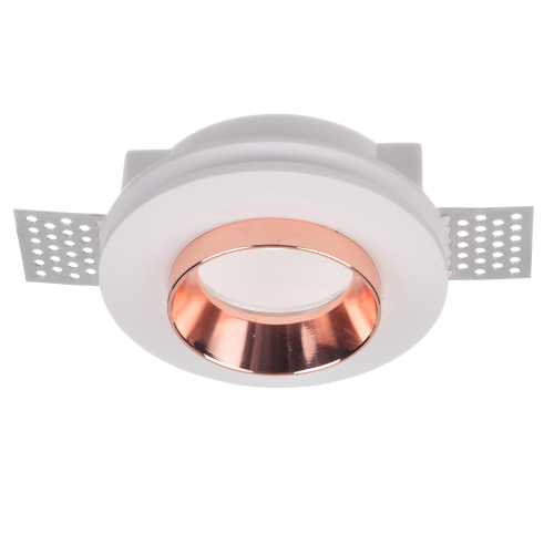 Sufitowa oprawa gipsowa ze złotym pierścieniem - okrągła - 1xGU10