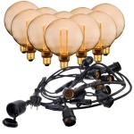 Girlanda ogrodowa 10mb z 10 żarówkami LED -  E27 G125 4W 1800K - zestaw   