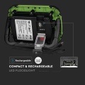 Naświetlacz LED z akumulatorem 20W 70lm/W 100° - VT-20-R