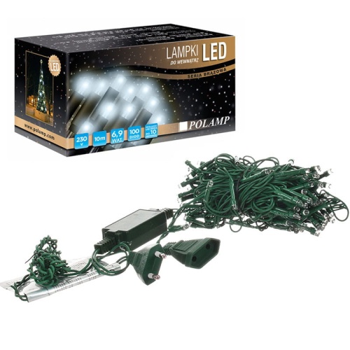 Lampki choinkowe LED do wewnątrz - 100 LED 10mb - zimne