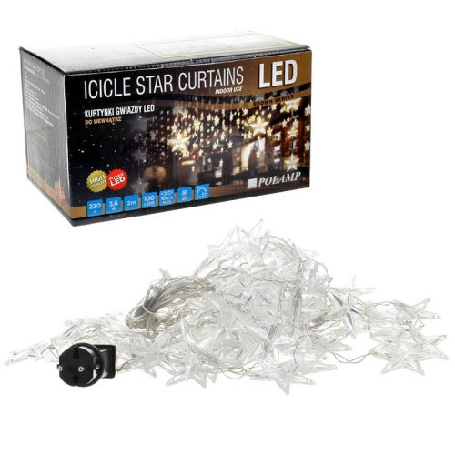 Kurtynka świetlna LED "Gwiazdki" - 100 LED 1,4m IP20 - białe ciepłe