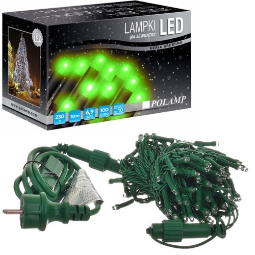 Lampki choinkowe LED na zewnątrz - 100 LED 10mb - zielone