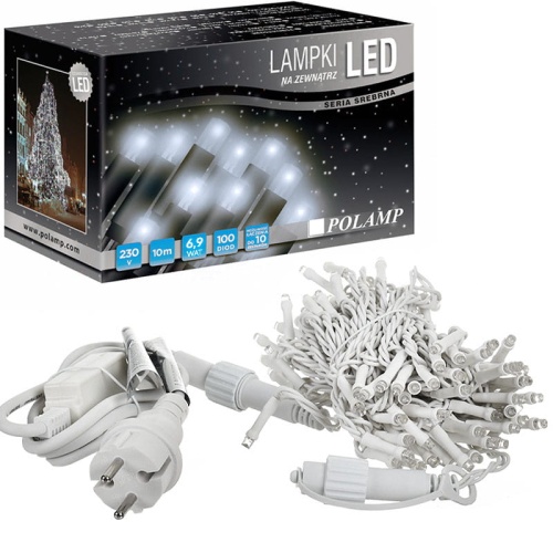 Lampki choinkowe LED "FLASH" na zewnątrz - 100 LED 10mb - zimne