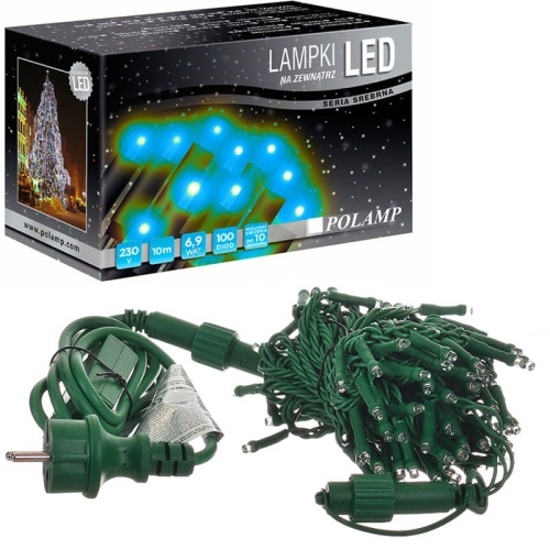Lampki choinkowe LED - 100 LED 10mb IP44 - niebieskie