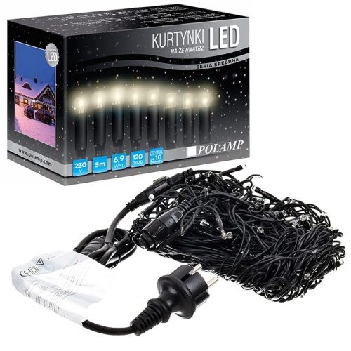 Kurtynka świetlna LED "Sople FLASH" - 120 LED 5mb IP44 - ciepłe