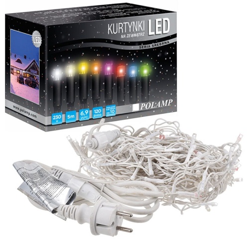 Kurtynka świetlna LED "Sople" - 120 LED 5mb IP44 - multikolor