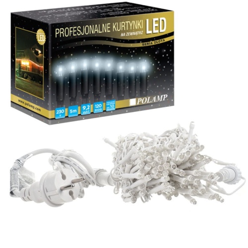 Kurtynka świetlna LED "Sople" - 120 LED 5mb IP65 - białe zimne