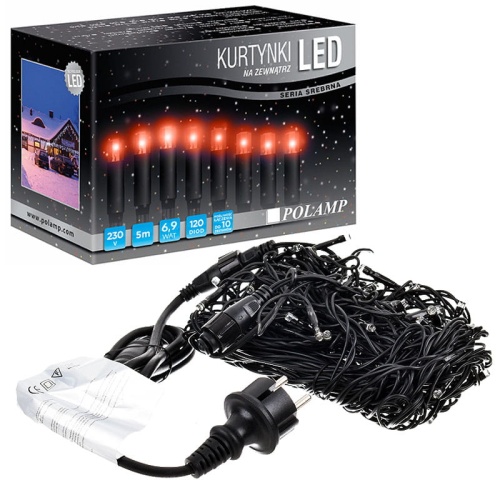 Kurtynka świetlna LED "Sople" - 120 LED 5mb IP44 - czerwone