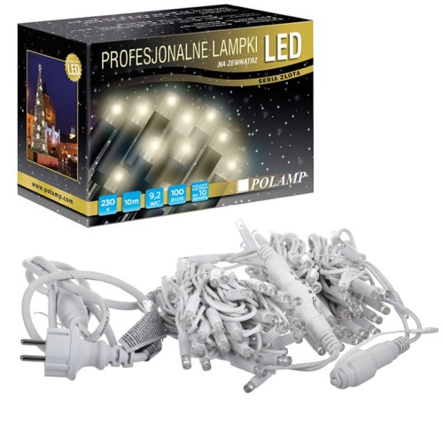 Lampki choinkowe LED - 100 LED 10m IP65 - białe ciepłe
