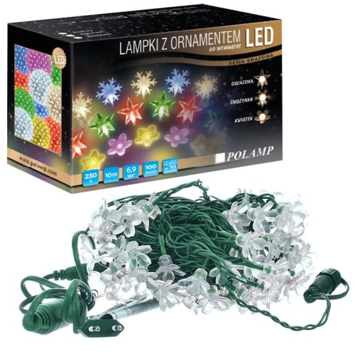 Lampki choinkowe LED "Kwiatki" - 100 LED 10mb IP20 - zielone